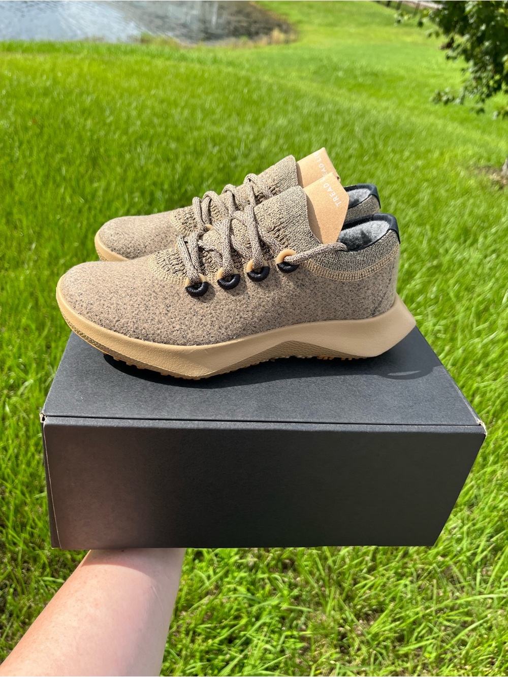 NWT allbirds Womans Wool Dasher 2 Mizzle Sneakers in Hazy Beige Size 5